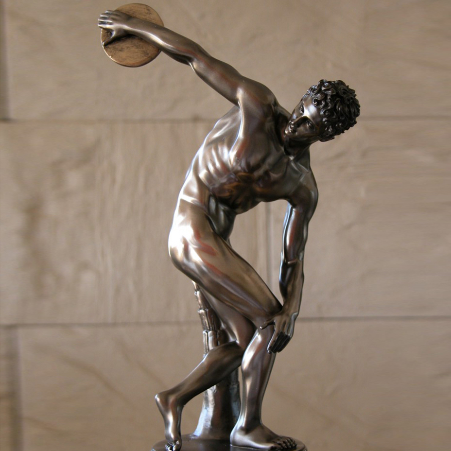 Fancy bronze discobolus statue